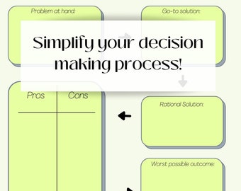 Decision Making Worksheet, Problem Solving Tool (Digital Download)