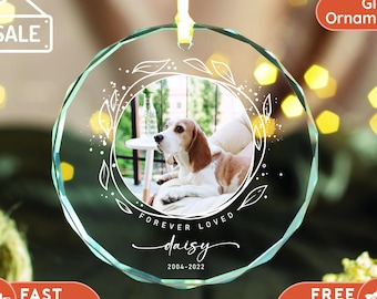 Custom Dog Memorial  clear glass or transparent acrylic ornament, Pet Memorial Ornament ornament, In Loving Memory of Cat Ornament