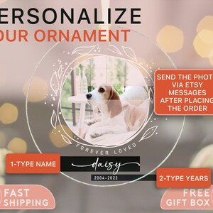 Custom Pet Memorial Ornament: Clear Glass , In Loving Memory image 4