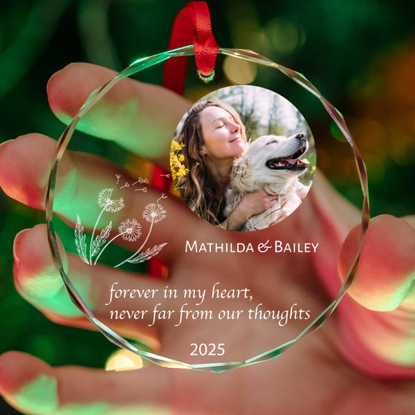 Personalized Pet Portrait Memorial Ornament Gift, Custom Dog - Cat - Horse Remembrance Photo Ornament