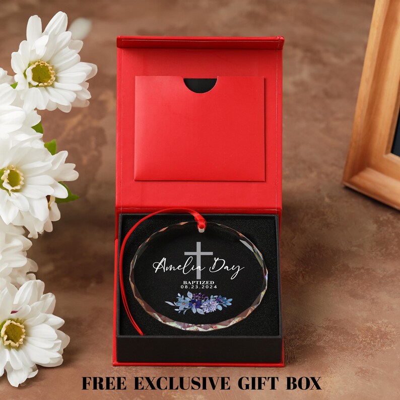 Personalized God Bless Baptized Ornament, Baby Christening Ornament