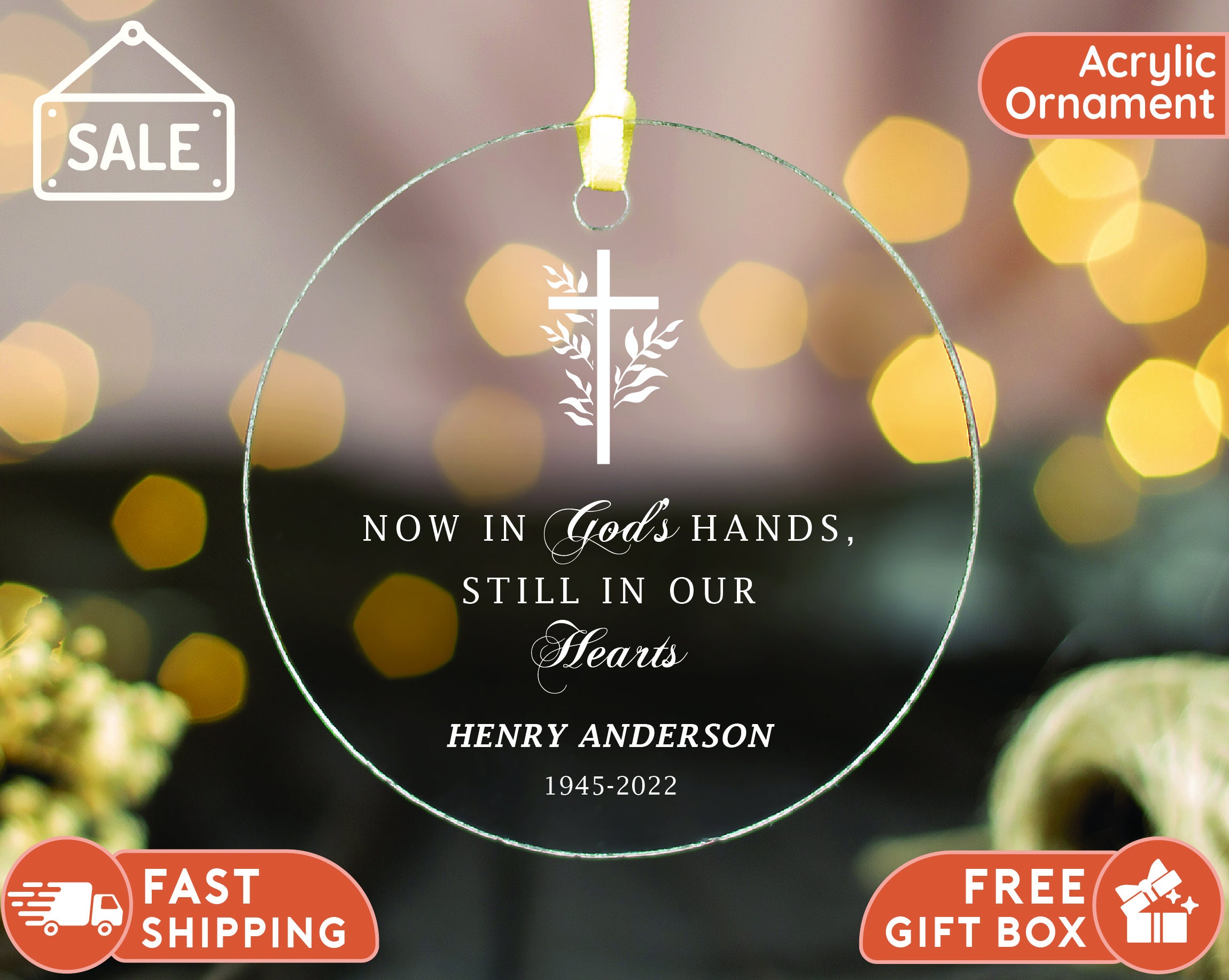 Custom Christmas Memorial GLASS Ornament, Personalized In Loving Memory Christmas Ornament, Personalized Gift
