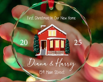 Personalized New Home Ornament, Custom House Ornament, Housewarming Gift, Realtor Client Gift, Family Home Ornament, Gift for Family