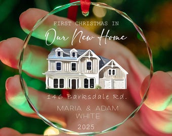 Personalized New Home Ornament: Custom Watercolor House, Realtor Gift