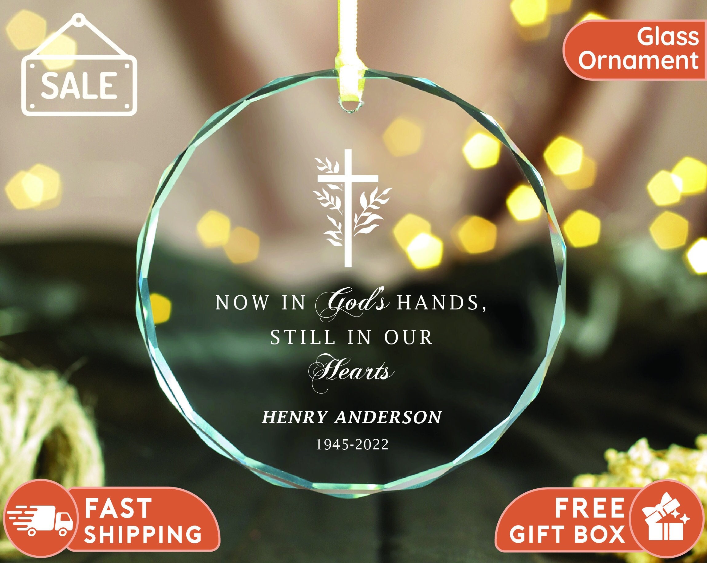 Custom Christmas Memorial GLASS Ornament, Personalized In Loving Memory Christmas Ornament, Personalized Gift