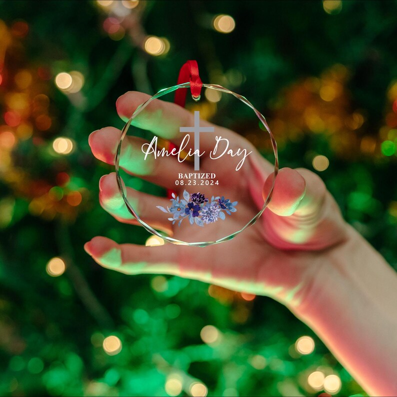 Personalized God Bless Baptized Ornament, Baby Christening Ornament