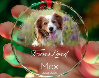Pet Portrait Name Remembrance Gift, Pet Ornament, Personalized Pet Ornament, Custom Dog Memorial Photo Ornament, Cat Memorial Photo Ornament