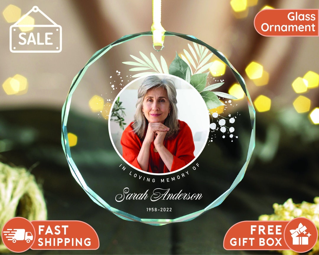 Custom Christmas Memorial Glass Ornament, Personalized in Loving Memory