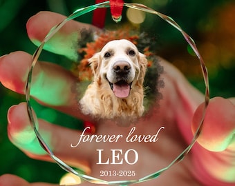Personalized Pet Memorial Ornament: Custom Photo, Name & Dates
