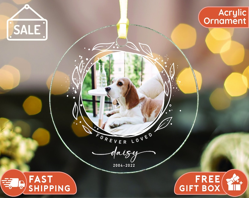 Custom Pet Memorial Ornament: Clear Glass , In Loving Memory image 2