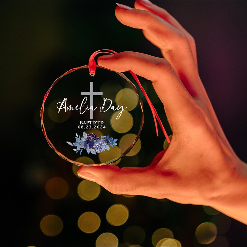 Personalized God Bless Baptized Ornament, Baby Christening Ornament