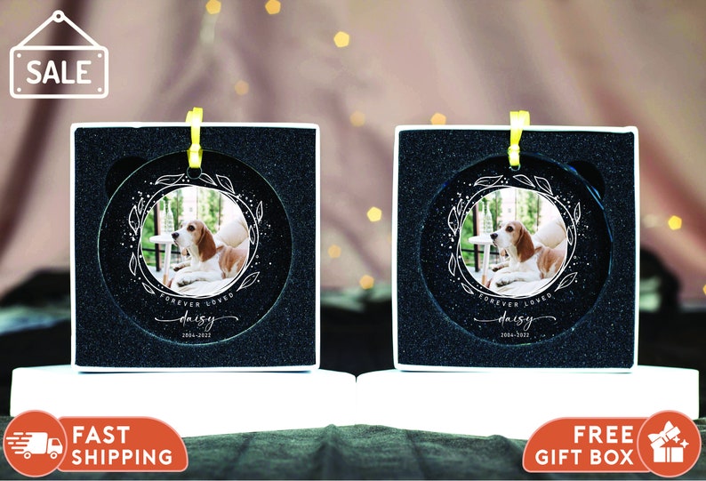 Custom Pet Memorial Ornament: Clear Glass , In Loving Memory image 3