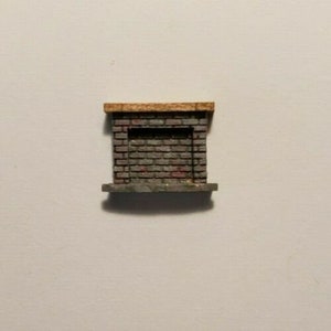 Dollhouse Miniature 1:144 Scale Gray Brick Fireplace w/ Wood Mantle ASSEMBLED