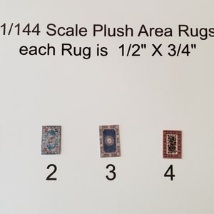 Dollhouse Miniature 1:144 Scale Plush Area Rug Choice of 1