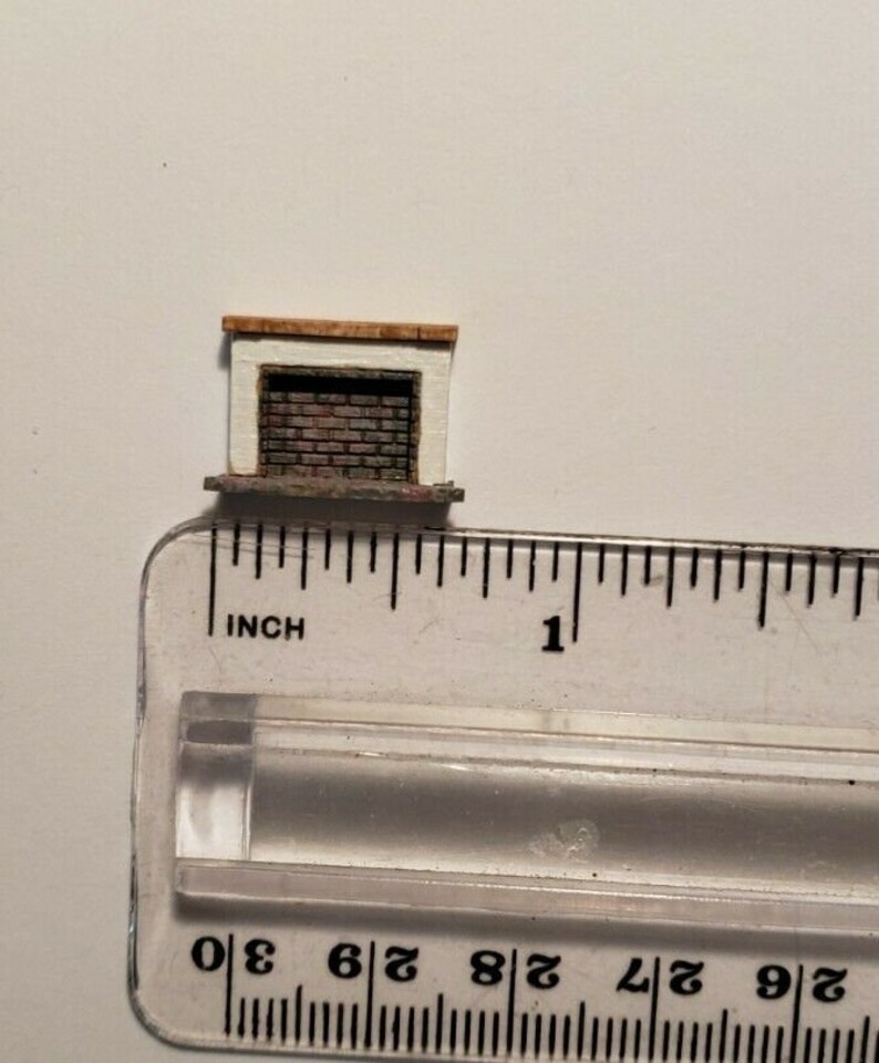 Dollhouse Miniature 1:144 Scale White Wood and Gray Brick ASSEMBLED ...