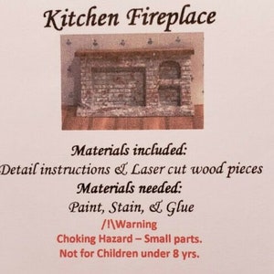 Dollhouse Miniature 1:144 Scale Brick With Wooden Mantle Kitchen ...