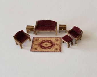 Dollhouse Miniature 1:144 Scale Traditional Living Room Furniture "ASSEMBLED"