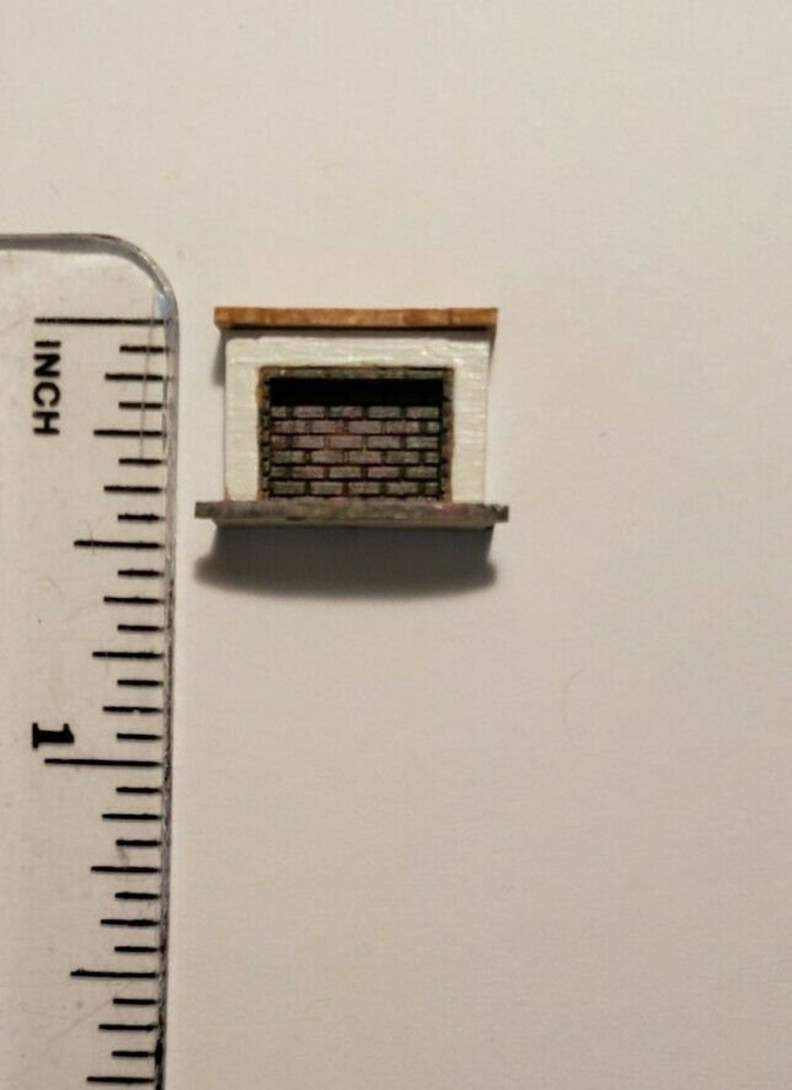 Dollhouse Miniature 1:144 Scale White Wood and Gray Brick ASSEMBLED ...