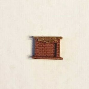 Dollhouse Miniature 1:144 Scale Brick Ornate Fireplace w/ Wood Mantle ASSEMBLED