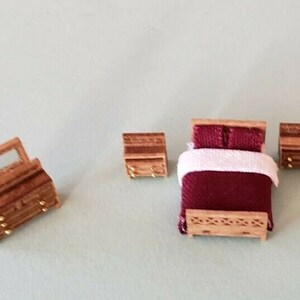 Dollhouse Miniature 1:144 Scale ASSEMBLED&quot; Modern Style Bedroom Furniture Set