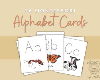 Montessori Animal Alphabet Cards | ABC Phonics Flashcards (PDF Download)