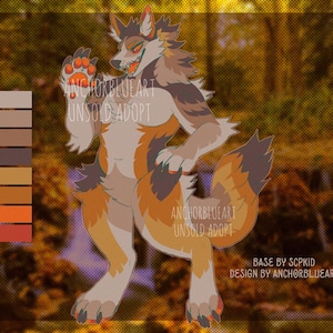 Lobo mexicano rústico de otoño peludo/Fursona Adopt