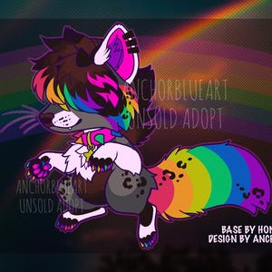 Mapache peludo/fursona Rainbow Scemo Raver Adopt