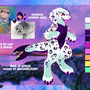 Rainbow Leopard Seal Furry/Fursona Adoptable