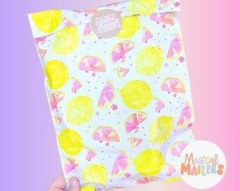 14.5x19" Poly Mailer PINK LEMONADE, 3.15mil Thick. Big Boutique Poly Mailers. Large Mailers. Lemon Mailers. Bright Spring Summer  Mailers