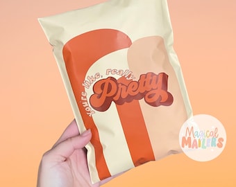 25ct-100ct 6x9 Poly Mailers, You're Really Pretty (TAN), 3.15mil Thick. Boutique Poly Mailers, Boho Poly Mailers, Retro Mailers!