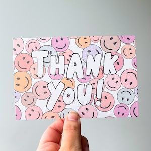 50-100ct BE HAPPY Happy face insert cards, Small business thank you cards, Packaging inserts, Packaging cards, shipping supplies, notecards