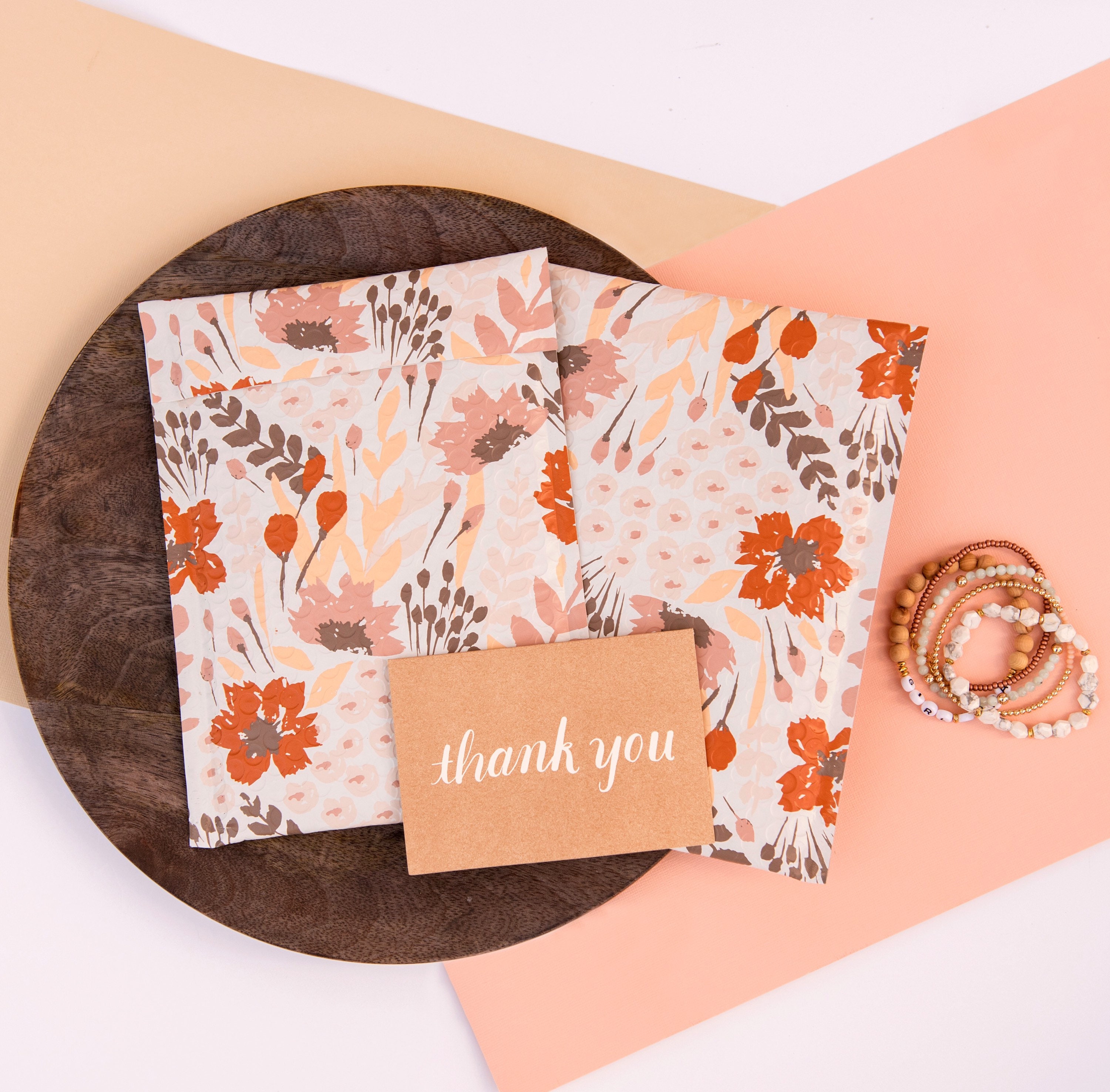 6x9 BUBBLE MAILERS Orange Falling Floral. Pattern Bubble Etsy