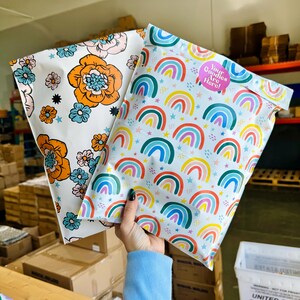 25-100ct 14.5x19” Poly Mailer RETRO SPRING FLORAL, 3.15mil Thick ...