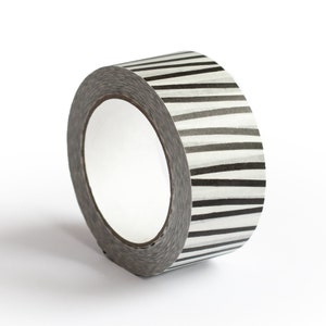 Printed Paper Tape, White with Black Stripes Packaging Tape, Eco-Friendly,  Pattern Tape, Designer Tape, Packing Tape, Pretty Tape