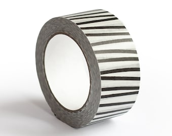 Printed Paper Tape, White with Black Stripes Packaging Tape, Eco-Friendly,  Pattern Tape, Designer Tape, Packing Tape, Pretty Tape