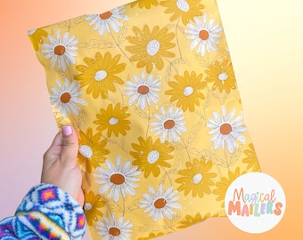 25ct-100ct 6x9 Poly Mailers YELLOW DAISIES, 3.15mil Thick. Boutique Poly Mailers, Spring Summer Poly Mailers, Floral Mailers!