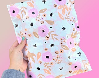 25ct-100ct 6x9" Poly Mailer FLIRTY FLORAL, 3.15mil Thick. Boutique Poly Mailers. Pink Floral Mailers, Spring Summer Mailers!