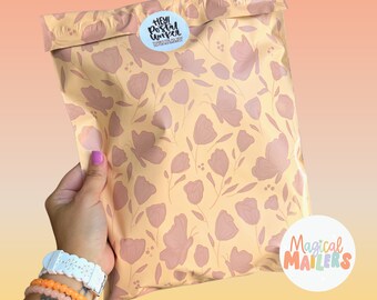 25ct-100ct 6x9 Poly Mailers TAN SPRING FLING, 3.15mil Thick. Small Boutique Poly Mailers, Floral Spring Mailers, Summer Butterfly Mailers
