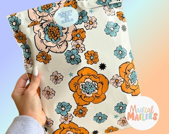 25-100ct 10x13” Poly Mailer RETRO SPRING FLORAL, 3.15mil Thick. Spring Summer Mailers, Floral Boutique Mailers, Boho Mailers