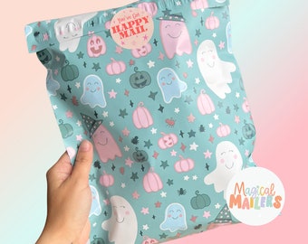 Sobres de polietileno de 25 a 100 unidades, 10 x 13", BOO-BERRY VIBES, 3,15 mil de grosor. Sobres de polietileno de boutique. Sobres de Halloween, sobres festivos.