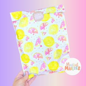 25ct-100ct 10x13 Poly Mailers, PINK LEMONADE, 3.15mil Thick, Boutique Poly Mailers, Lemon Mailers, Fruit Mailers, Fun Bright Mailers!