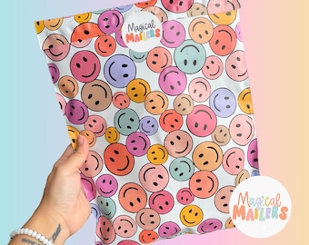 25ct-100ct 10x13&quot; Poly Mailer BE HAPPY, 3.15mil Thick. Boutique Poly Mailers. SMILEY Face Mailers, Colorful Mailers!