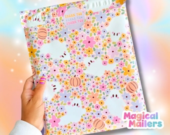 25ct-100ct 10x13" Poly Mailer HAUNTED MEADOWS, 3.15mil Thick. Boutique Poly Mailers. Cute Ghost Halloween Mailers, Colorful Floral Mailers!