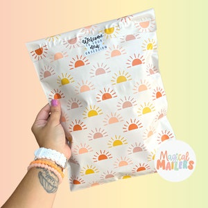 25ct-100ct 6x9 Poly Mailers SENDING SUNSHINE (TAN), 3.15mil Thick. Boutique Poly Mailers, Boho Poly Mailers, Cute Spring Summer Mailers