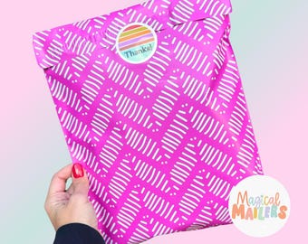 Sobres de polietileno en ZIGZAG ROSA FUSIONADO de 25 a 100 unidades, 10 x 13 pulgadas, 3,15 milésimas de pulgada de grosor. Sobres de polietileno rosados de Boutique. Sobres para el Día de San Valentín, ¡sobres rosados de primavera!