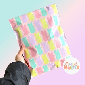 25ct-100ct 10x13&quot; Poly Mailer PINK BUNNIES, 3.15mil Thick. Boutique Poly Mailers. Pastel Easter Mailers, Spring Bunny Mailers!