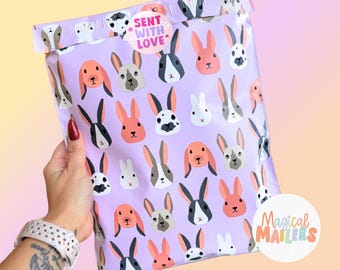 25ct-100ct 10x13 Poly Mailer PURPLE COTTONTAIL CUTIES, 3.15mil Thick. Boutique Poly Mailers. Easter Bunny Poly Mailers, Spring Summer Mailer