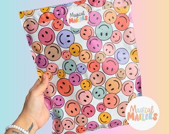 25ct-100ct 10x13" Poly Mailer BE HAPPY, 3.15mil Thick. Boutique Poly Mailers. SMILEY Face Mailers, Colorful Mailers!