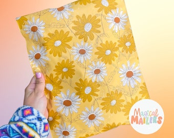 25ct-100ct 10x13 Poly Mailer YELLOW DAISIES, 3.15mil Thick. Boutique Poly Mailers. Spring Summer Mailers, Floral Mailers, Daisy Print!