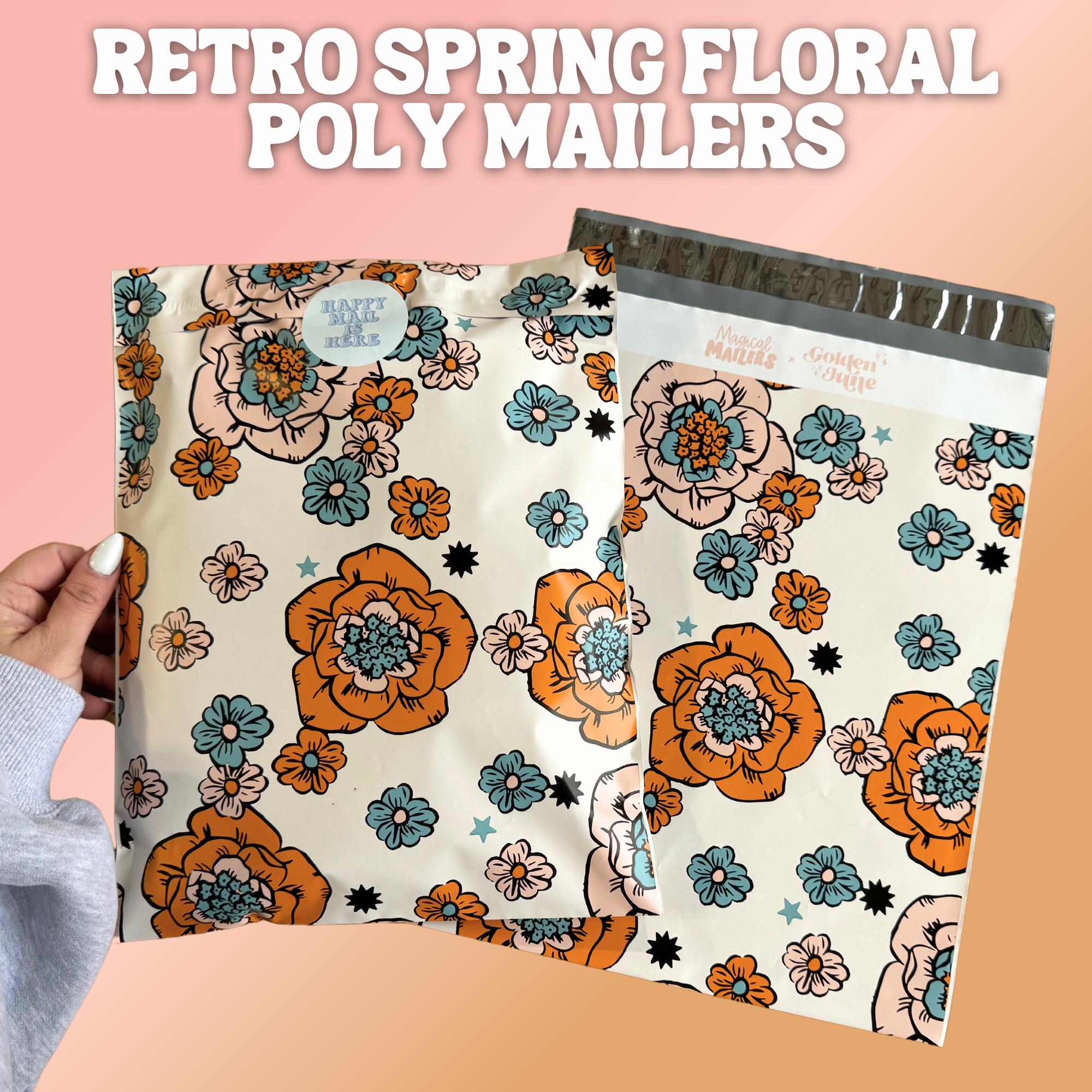 25-100ct 6x9” Poly Mailer RETRO SPRING FLORAL, 3.15mil Thick. Spring ...